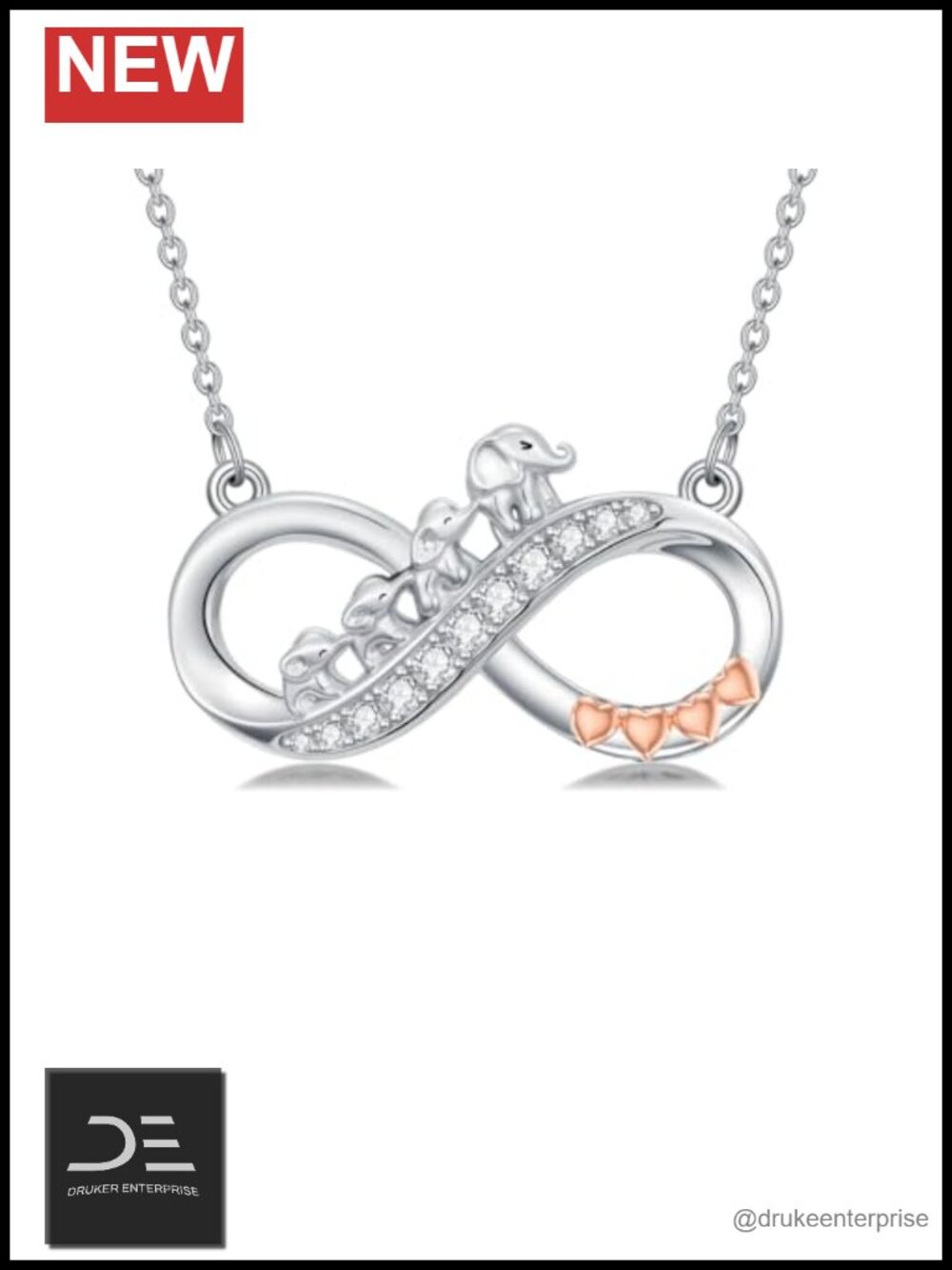 925 Sterling Silver Elephant Pendant Necklace Women Gift Adjustable Chain